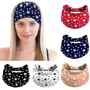 Women Star Print Headband – Stretchy Non-Slip Sweatband for Sports & Daily Wear