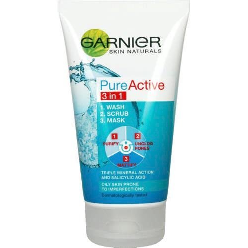 Garnier(all type of skin) Pure Active 3 in 1 Face Wash Scrub And Mask