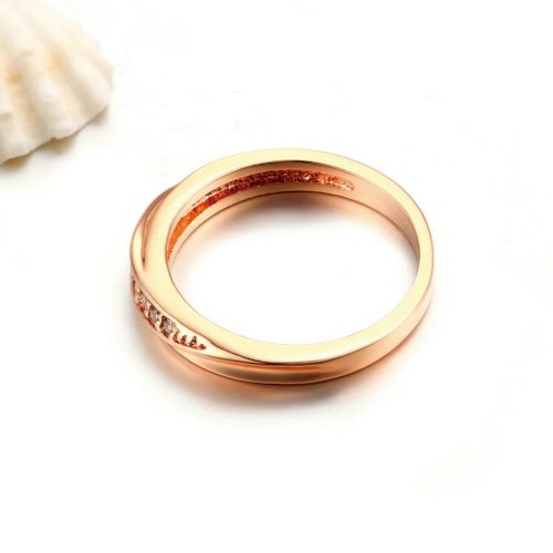 Double Fair Classic Unique Wedding Engagement Rings For Women Rose Gold WHite Cubic Zirconia