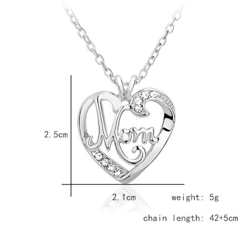 Letter MOM Inlaid Crystal Pendant Necklace Mother Gift Woman Necklaces