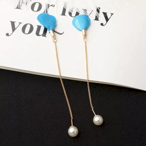 Flower Long Tassel Earrings Imitation Pearl