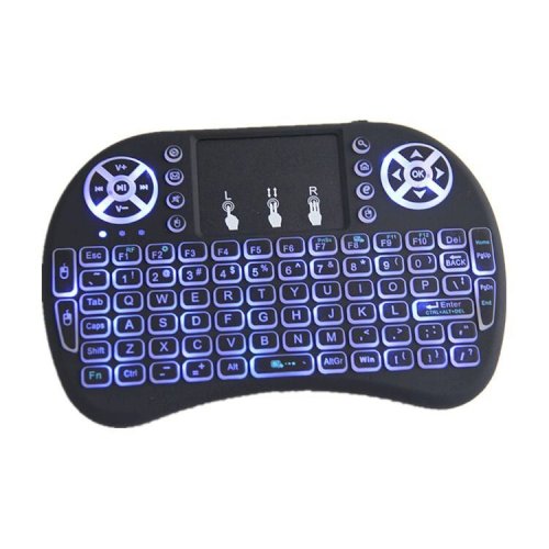 Mini Keyboard With Touchpad Mouse & Backlit Wireless Air Mouse - Black Multimedia Keys
