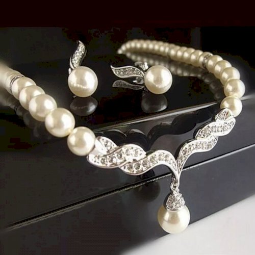 Creative Necklace & Earrings Wedding Bridal Pearl Jewelry Set
