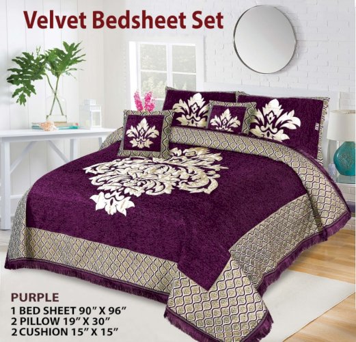 5PC Set Velvet Jacquard BedSheet