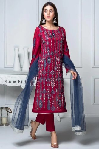 FL-0007 - Folk Lolk- Gota-Tilla  Embroidery Dress With Cotton Net Dupatta 