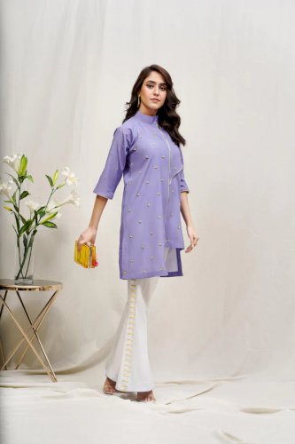 Purple Color Lavender 2 Pcs Multi Collection Grip and Raw Silk XL Zipper Design for Women (ROCOB-05)