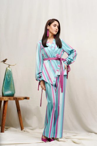 Stripe Hype (ROCOB-08)-Striped Shirt and Trouser One Piece XL