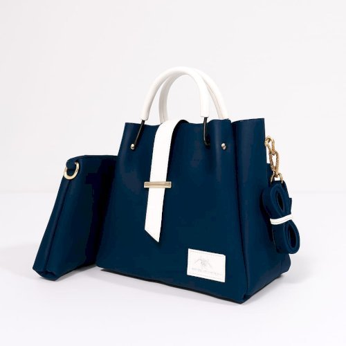 Two-Piece Synthetic Leather Handbag Set for Women – Available in Red, Grey, Pink & Blue
