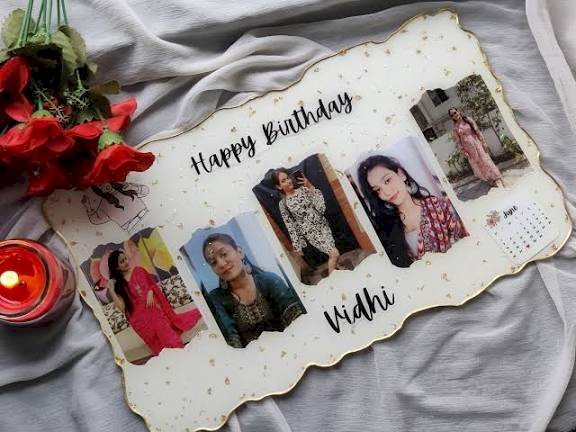 Personalized Birthday Photo Resin Platter