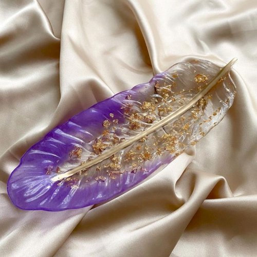 Elegant Handmade Feather-Shaped Resin Coasters/Trays