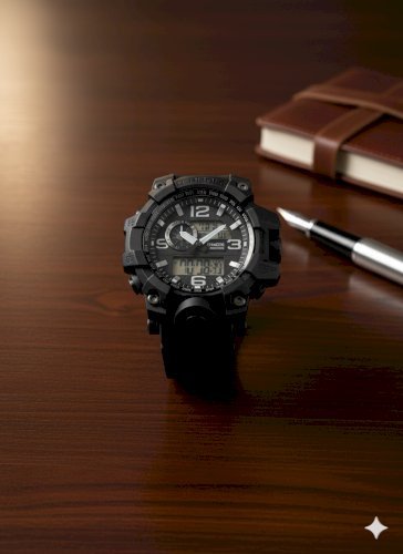 XIARMA HR9200 Men's Multifunctional Outdoor Sports Watch - Digital Analog Dual Display, Water Resistant, Shockproof Durable Tactical Military Style Chronograph Watch for Men - Black, Dual Time, Alarm, Date