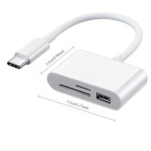 3-in-1 USB-C SD/TF/Micro SD Card Reader – Fast Data Transfer OTG Compatible Adapter for Smartphones & Tablets