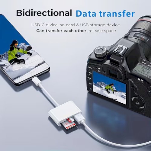 3-in-1 USB-C SD/TF/Micro SD Card Reader – Fast Data Transfer OTG Compatible Adapter for Smartphones & Tablets