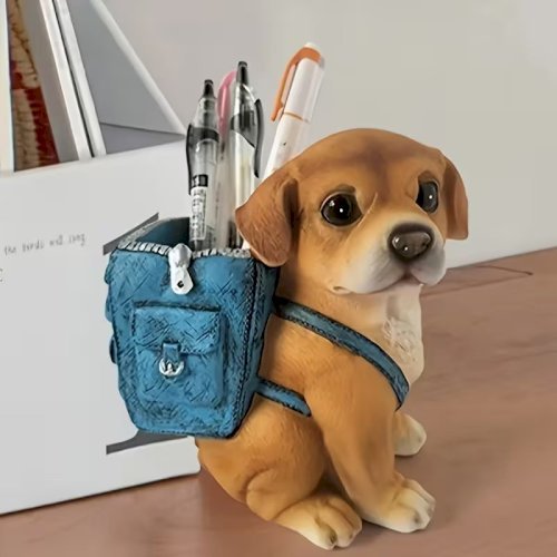 1pcs Cute Dog Shaped Pen Holder with Backpack Design – Creative Desktop Stationery Organizer & Storage Box