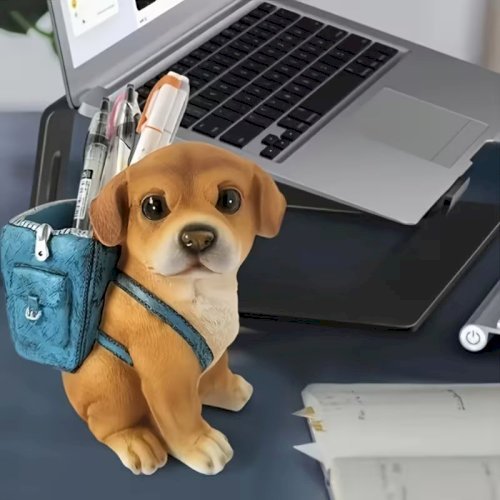 1pcs Cute Dog Shaped Pen Holder with Backpack Design – Creative Desktop Stationery Organizer & Storage Box