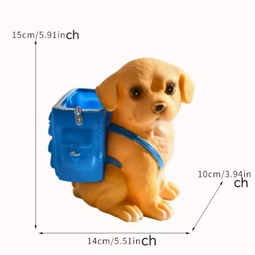 1pcs Cute Dog Shaped Pen Holder with Backpack Design – Creative Desktop Stationery Organizer & Storage Box
