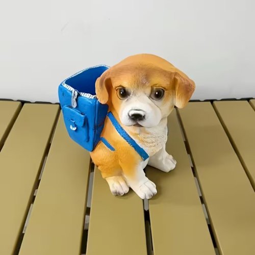 1pcs Cute Dog Shaped Pen Holder with Backpack Design – Creative Desktop Stationery Organizer & Storage Box
