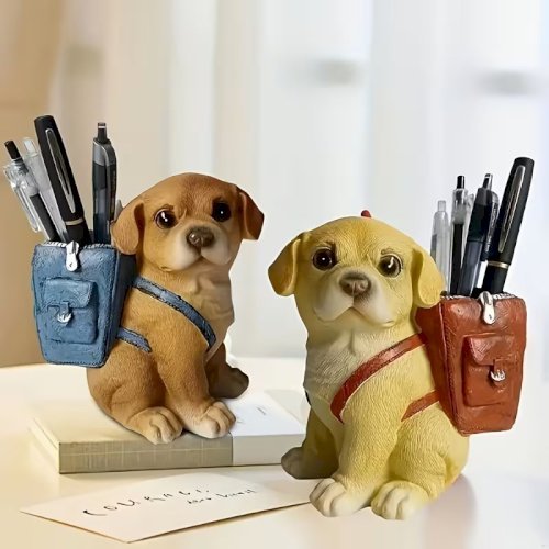 1pcs Cute Dog Shaped Pen Holder with Backpack Design – Creative Desktop Stationery Organizer & Storage Box