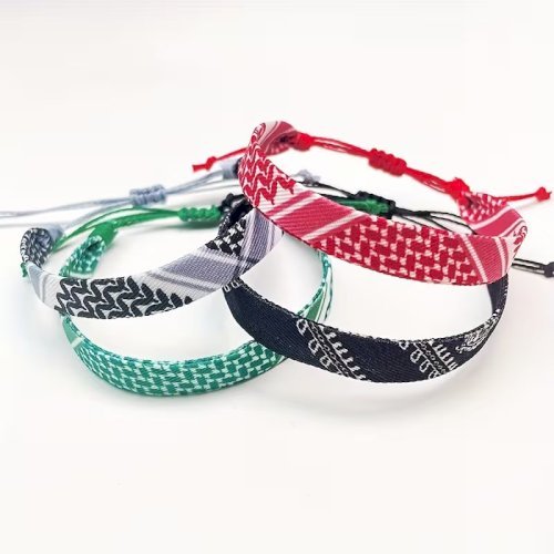4pcs Braided Ribbon Bracelets – Scarf Style Colorful Geometric Wristbands