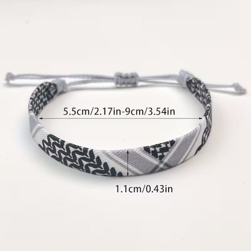 4pcs Braided Ribbon Bracelets – Scarf Style Colorful Geometric Wristbands