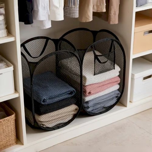 1 pcs Foldable Pop-Up Laundry Basket – Large Capacity Portable Mesh Hamper with Handle for Home Storage