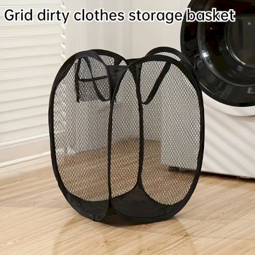 1 pcs Foldable Pop-Up Laundry Basket – Large Capacity Portable Mesh Hamper with Handle for Home Storage