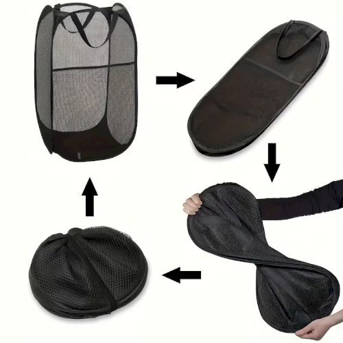 1 pcs Foldable Pop-Up Laundry Basket – Large Capacity Portable Mesh Hamper with Handle for Home Storage