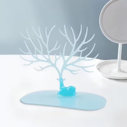 1pc Antler Shaped Jewelry Organizer – Multifunctional Jewelry & Cosmetic Storage Stand with Tray & Hooks