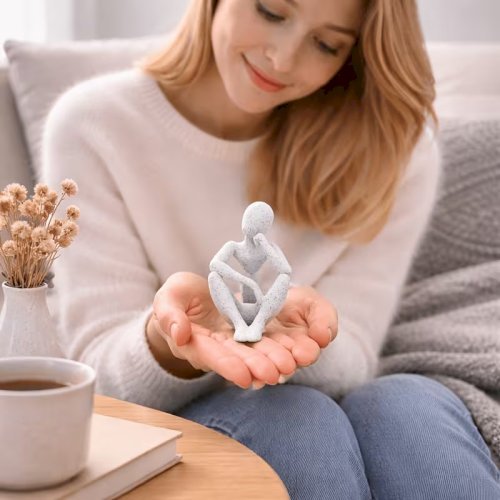 1pcs Light Luxury Abstract Thinker Statue – Modern Home & Office Decor, Desk & Bookshelf Ornament, Perfect Gift