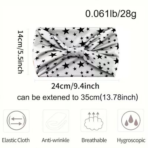 Women Star Print Headband – Stretchy Non-Slip Sweatband for Sports & Daily Wear