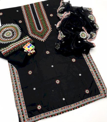 3PC Embroidered Lawn Suit - Full Gala Daman Chaak - Summer Festive