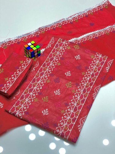 3 pec cross stitch Embroidery lown suit 8 colors 