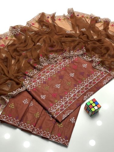 3 pec cross stitch Embroidery lown suit 8 colors 