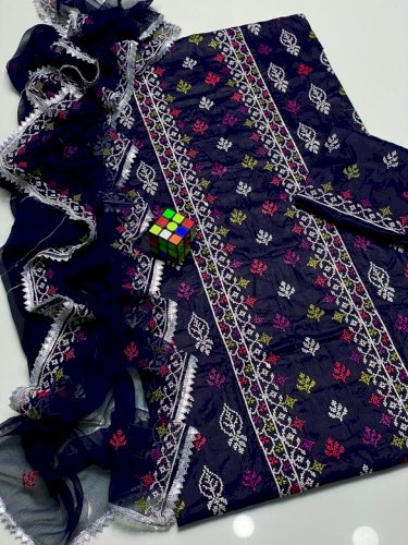 3 pec cross stitch Embroidery lown suit 8 colors 