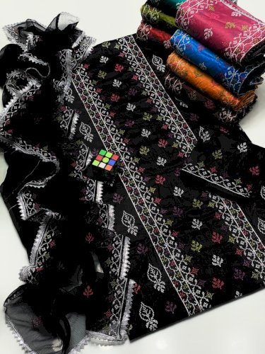 3 pec cross stitch Embroidery lown suit 8 colors 