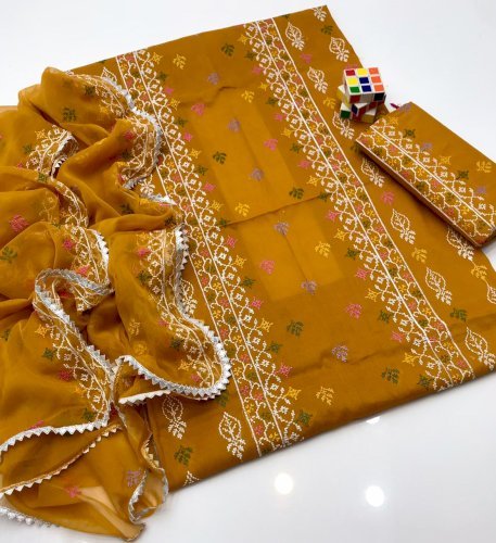 3 pec cross stitch Embroidery lown suit 8 colors 
